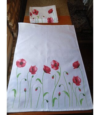 torchon en métis coquelicot