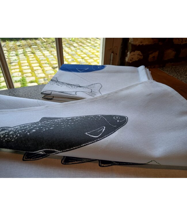 Fish-patterned tea towel