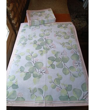 Leaf-patterned mixed-fibre tea towel