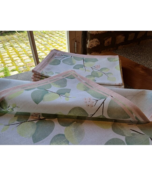 Leaf-patterned mixed-fibre tea towel