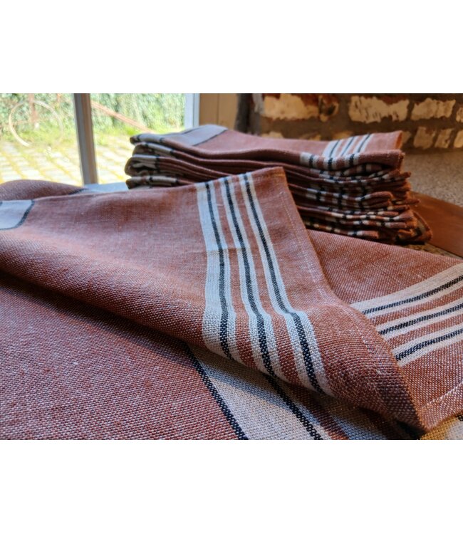 haomy Gestreepte linnen theedoek augusto