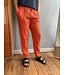 Pantalon en lin relax mixte terre brulée