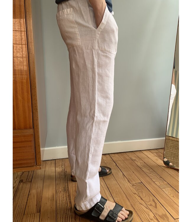 Witte, comfortabele linnen broek voor dames en heren