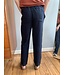Unisex navy blue relaxed-fit linen trousers