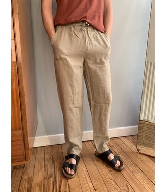 Pantalon en lin relax mixte sesame