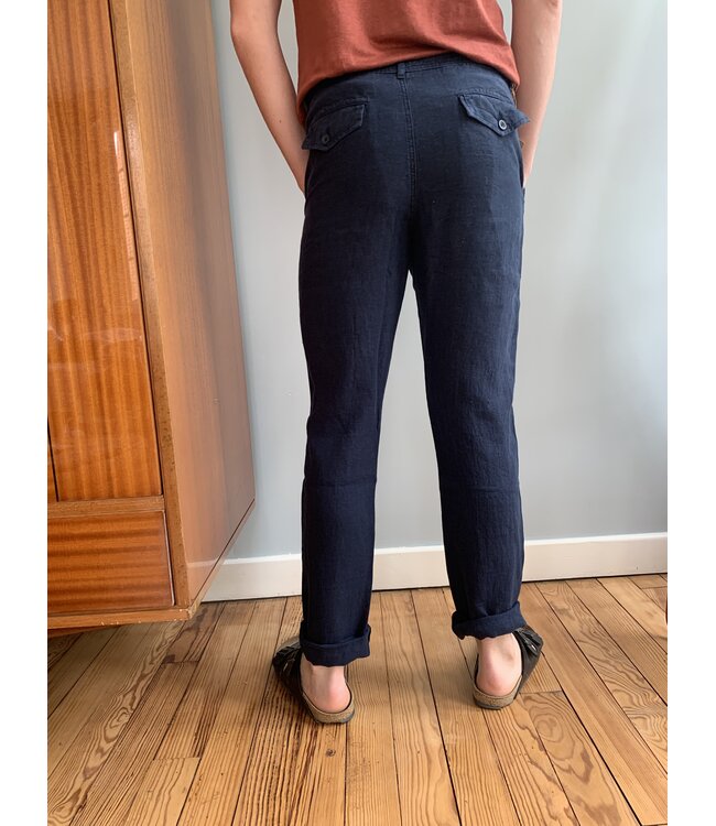 Le grenier du lin Pantalon en lin  Mesrine marine