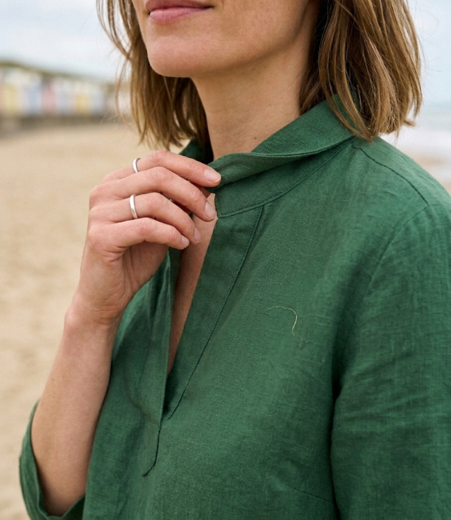 Le grenier du lin Lia dark green linen dress
