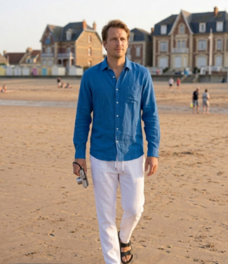 chemise manches longues bleu océan