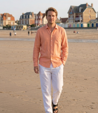 Le grenier du lin Chemise manches longues saumon