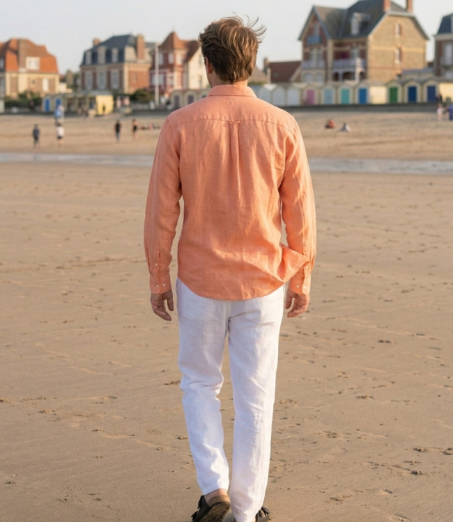 Le grenier du lin Chemise manches longues saumon