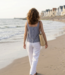 Top femme en lin 100% vichy marine et beige