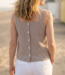 Top en lin Granada vichy marron