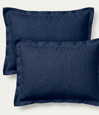Taie d'oreiller en lin bleu de chine