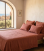 Drap plat en lin terra cotta