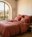 Housse de couette en lin terra cotta