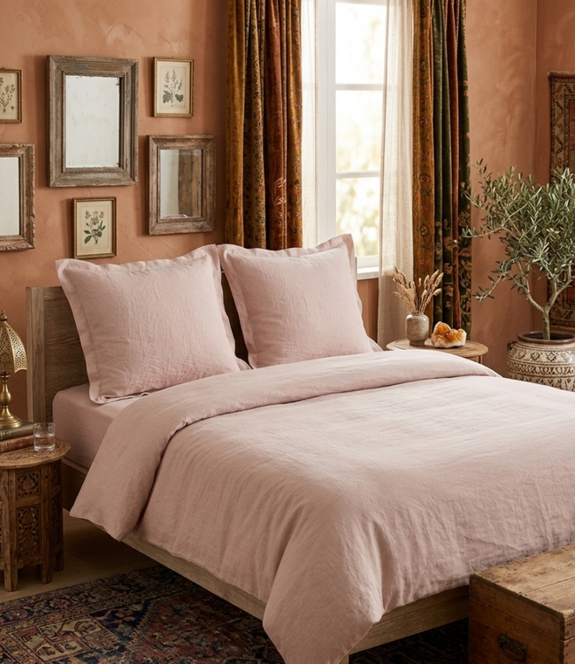Drap housse en lin nude