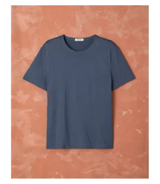 Lemahieu T-shirt homme en maille de lin col rond marine