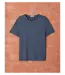 Lemahieu Gebreid heren-T-shirt van linnen met marineblauwe ronde hals