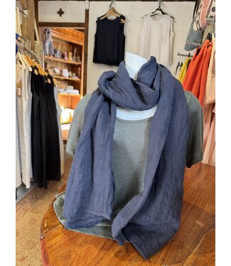 Mixed scarf in navy linen