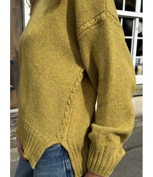Pull irlandais femme oversize laine et cachemire jaune