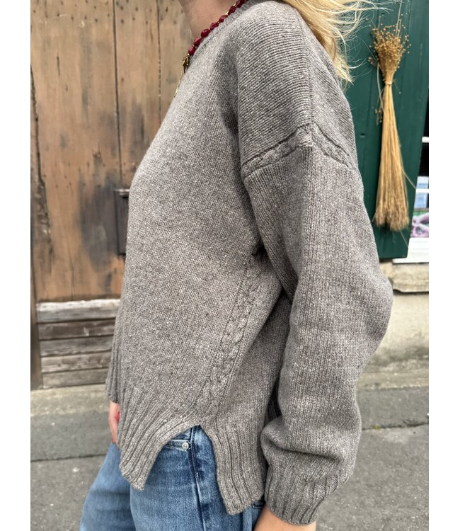 Pull irlandais femme oversize laine et cachemire taupe
