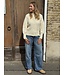 Gilet irlandais femme à torsades en laine mérinos blanc cassé