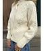 Gilet irlandais femme à torsades en laine mérinos blanc cassé