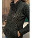 Cardigan femme irlandaise en laine mérinos kaki à zip asymétrique