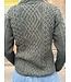 Cardigan femme irlandaise en laine mérinos kaki à zip asymétrique