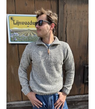 Pull col camionneur gris en laine mérinos