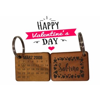 Valentinstag Schlüsselanhänger mit Datum & Name