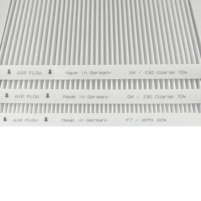 HQ-Filters Vasco DX4/DX5/DX6 Filtersatz - 3 Stück | G4+G4+F7 | 275×275×20 mm | HQ-Filters Hausmarke