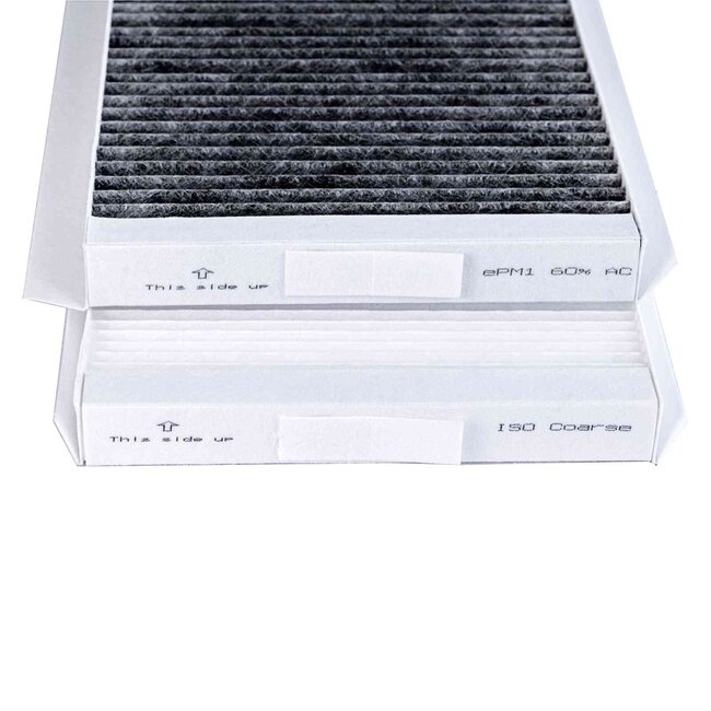 HQ-Filters Zehnder ComfoAir Q G4 + F7 Aktivkohlefilter-Set (2 Stück) - 160×500×20 mm - ePM1 60% + Grob 60% - Frischeduft alternativ - HQ-Filters Hausmarke