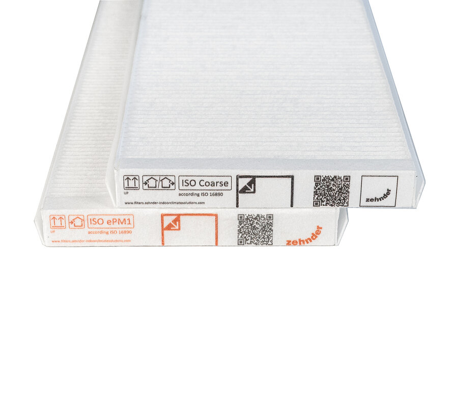 Zehnder ComfoAir Q G4 + F7 Filter Set (2 pieces) - Original - 160×500×20 mm - ePM1 50% + ISO Coarse 60% - For Q350 / Q450 / Q600 - 400502013