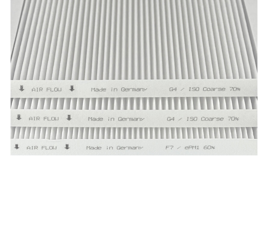 Vasco DX4/DX5/DX6 filter set - 3 pieces | G4+G4+F7 | 275×275×20 mm | HQ-Filters house brand