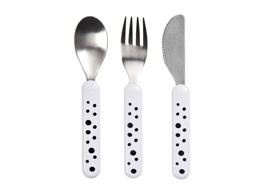 Cutlery set, Happy dots White