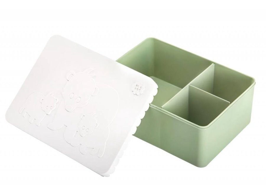 Lunchbox 3 compartementen polar white+coast green