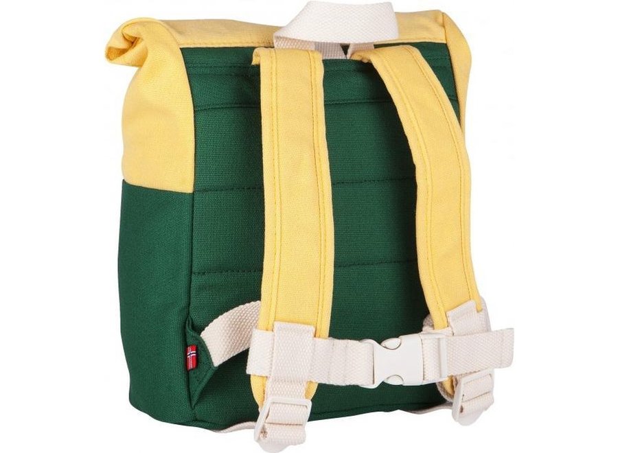 Roll-top rugzak 3-7 jaar Dark green-Yellow