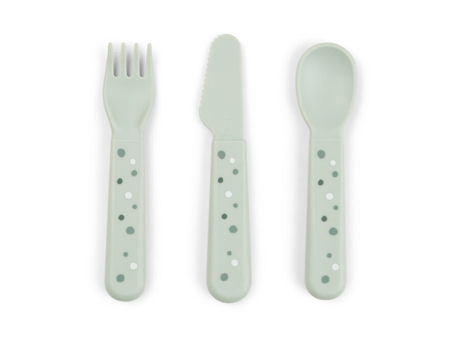 Foodie Cutlery Set Happy Dots Green