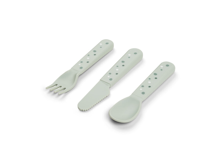 Foodie Cutlery Set Happy Dots Green