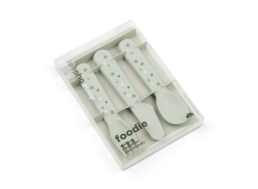 Foodie Cutlery Set Happy Dots Green