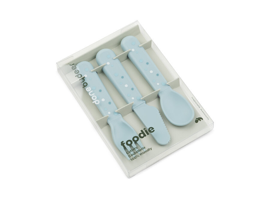 Foodie Cutlery Set Happy Dots Blue