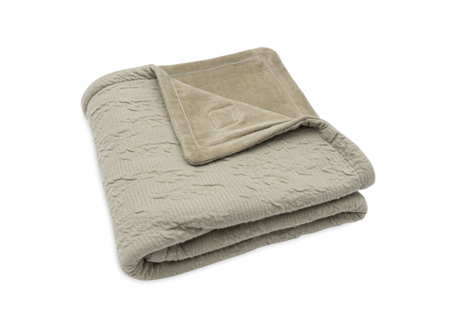 Deken wieg 75x100 Soft waves, kleur Olive Green/Velvet