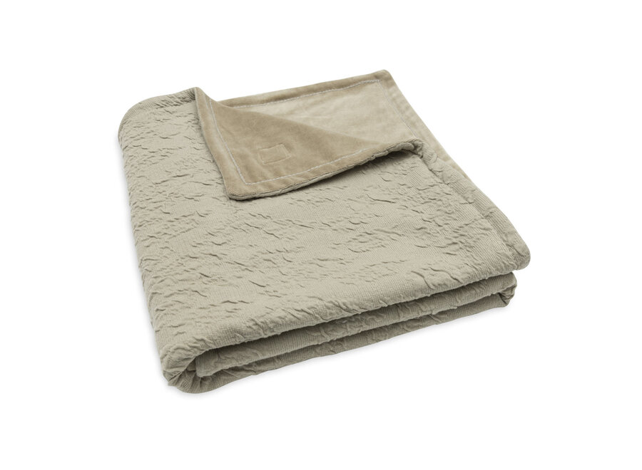 Deken Ledikant 100x150cm Soft Waves, kleur: Olive green/Velvet