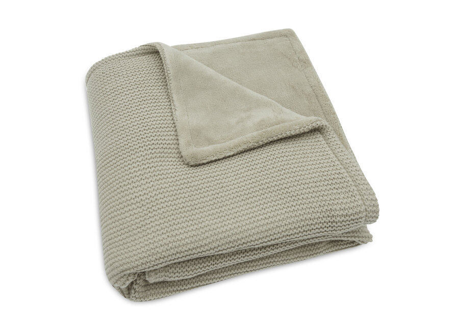 Deken wieg 75x100cm Basic Knit, kleur: Olive Green/fleece