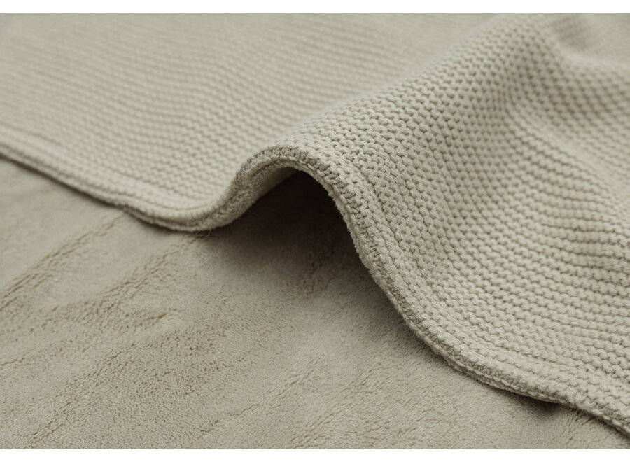 Deken wieg 75x100cm Basic Knit, kleur: Olive Green/fleece