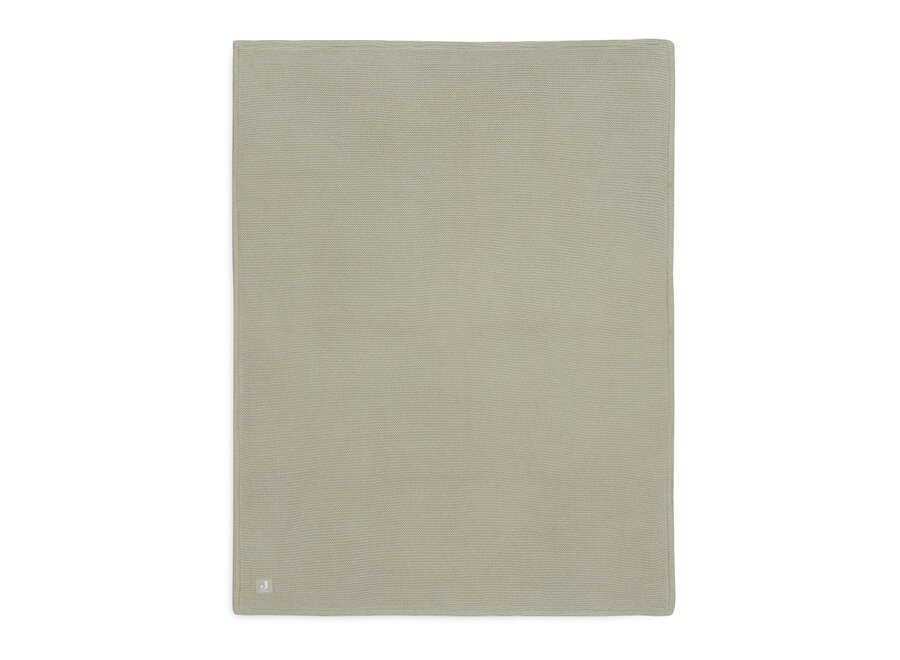 Deken wieg 75x100cm Basic Knit, kleur: Olive Green/fleece