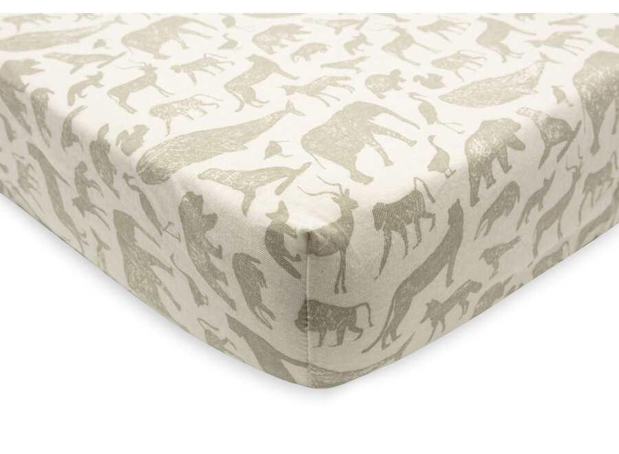 Hoeslaken Jersey 40/50x80/90cm Animals Olive Green