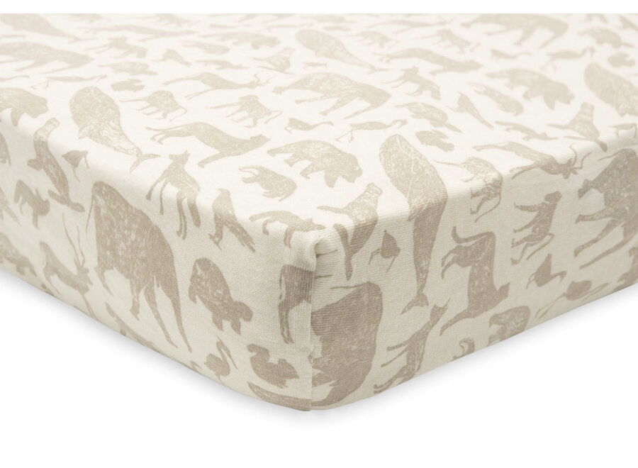 Hoeslaken Jersey 40/50x80/90cm Animals Nougat