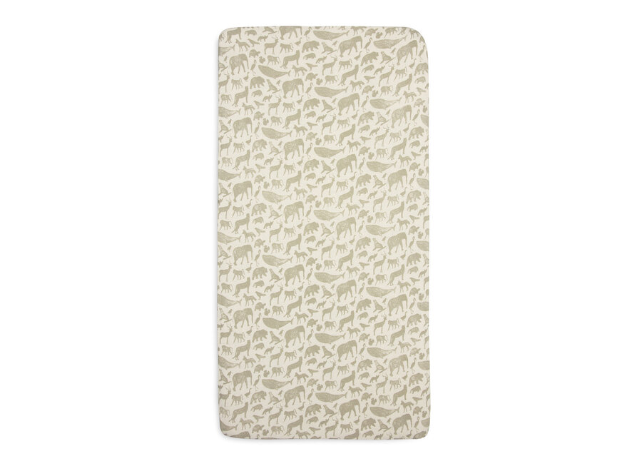 Hoeslaken Jersey 70x140/75x150cm Animals Olive